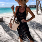 Damen transparenter Häkel-Strandüberwurf R&B
