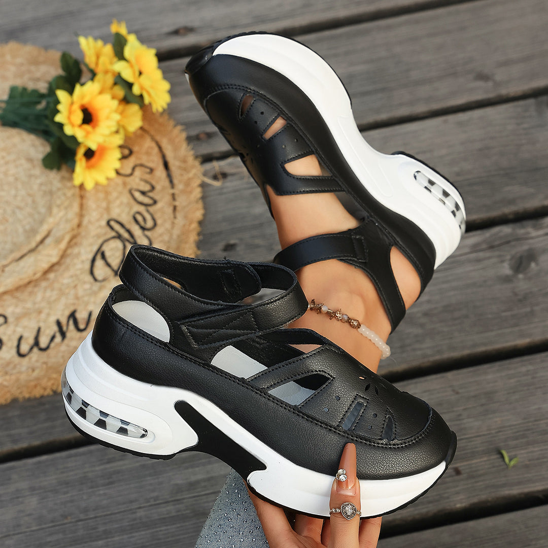 Damen Sportliche Plateau-Sandaletten mit verstellbarem Riemendesign und luftigen Cut-Outs R&B