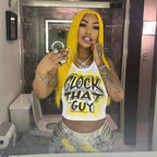 Damen Lockere T-Shirt mit Aufdruck und lässigem Schnitt EB
