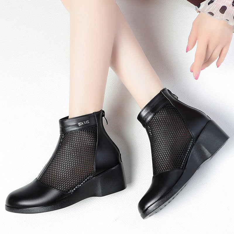 Damen Modische Stiefeletten mit durchlässigem Netzmaterial und bequemem Absatz R&B