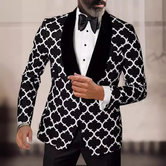 Herren eleganter Designer-Sakko mit auffälligem Muster R&B