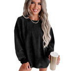 Damen lässiger Sweatshirt mit feiner Rippstruktur und komfortablem Schnitt R&B