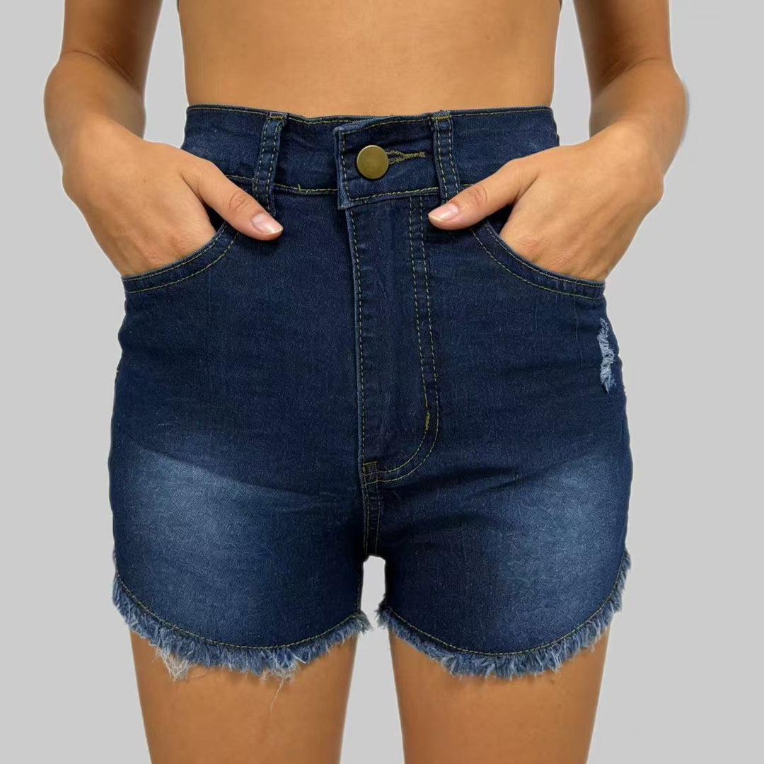 Damen Hochgeschnittene Denim-Shorts im angesagten Fransen-Look R&B