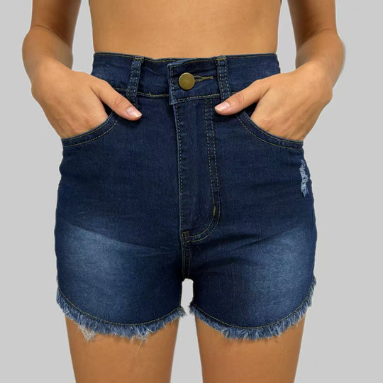 Damen Hochgeschnittene Denim-Shorts im angesagten Fransen-Look R&B