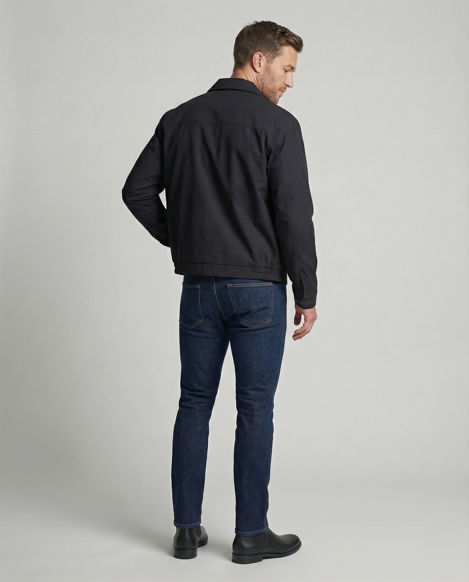 Kurze Herren Admin-Jacke im British Style mit Polstern Grau