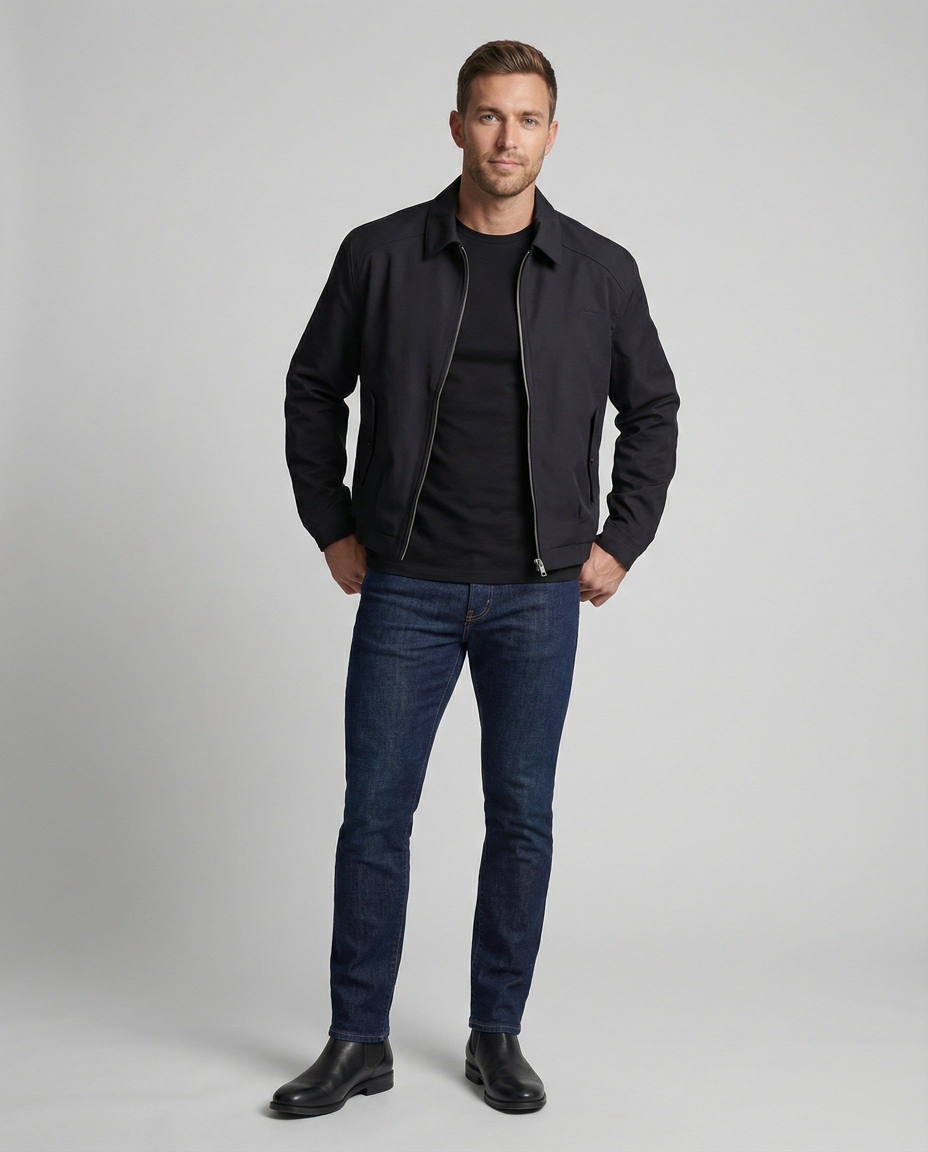 Kurze Herren Admin-Jacke im British Style mit Polstern Grau