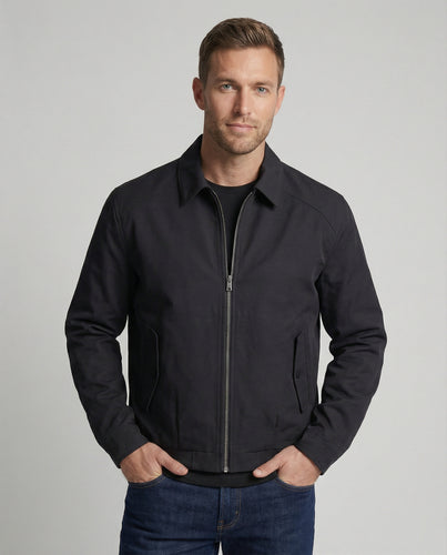 Kurze Herren Admin-Jacke im British Style mit Polstern Grau