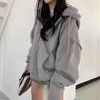 Damen oversized Kapuzenjacke aus weichem Fleece mit Kängurutasche R&B
