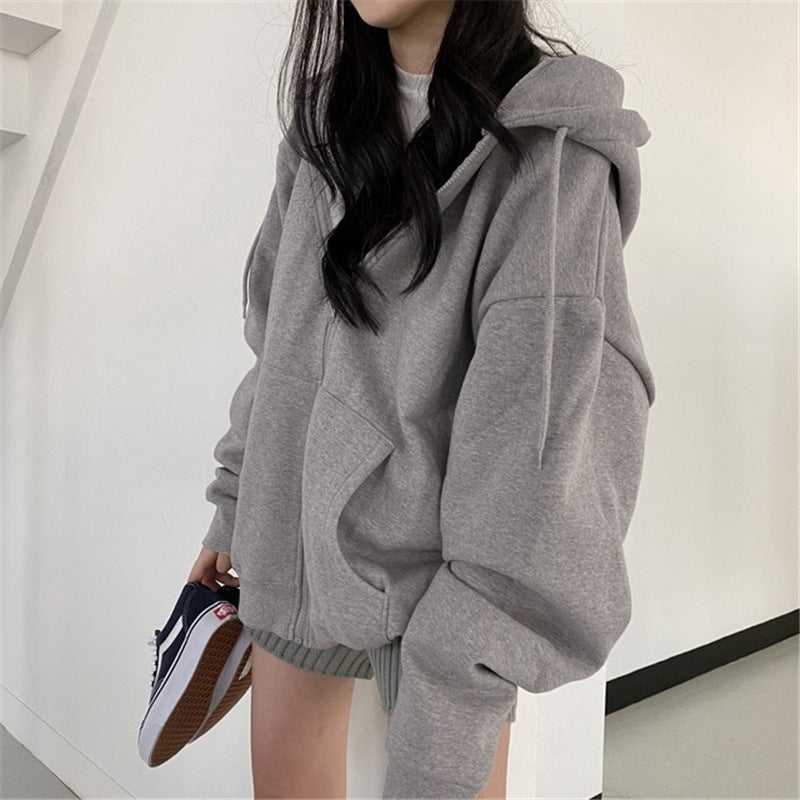 Damen oversized Kapuzenjacke aus weichem Fleece mit Kängurutasche R&B
