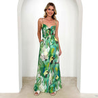 Damen Jumpsuit mit verspieltem Knotendetail und farbenfrohem Muster R&B