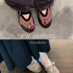 Damen elegante Ballerina-Schuhe mit dekorativem Riemchen und funkelnden Akzenten R&B