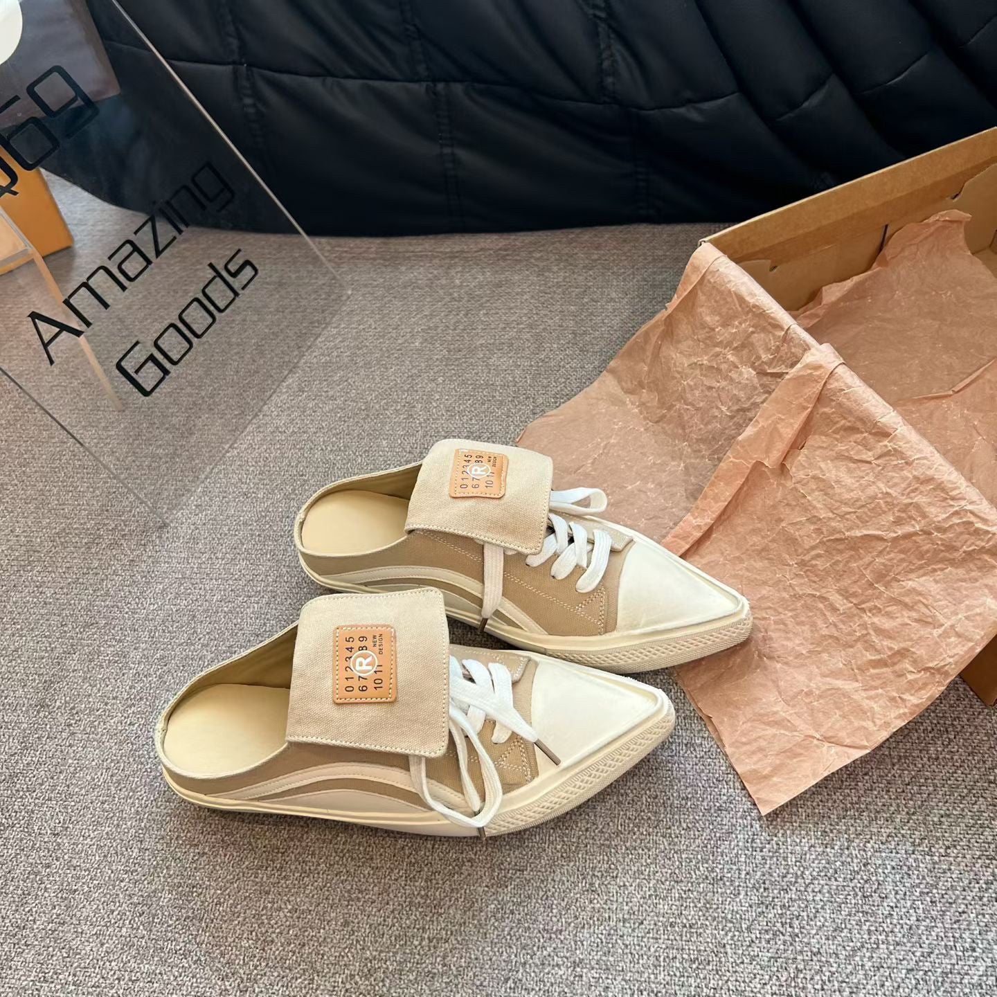 Damen lässige Slipper mit stylischem Schnürdesign R&B