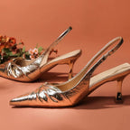 Damen elegante Slingback-Pumps mit metallic glänzendem Obermaterial R&B