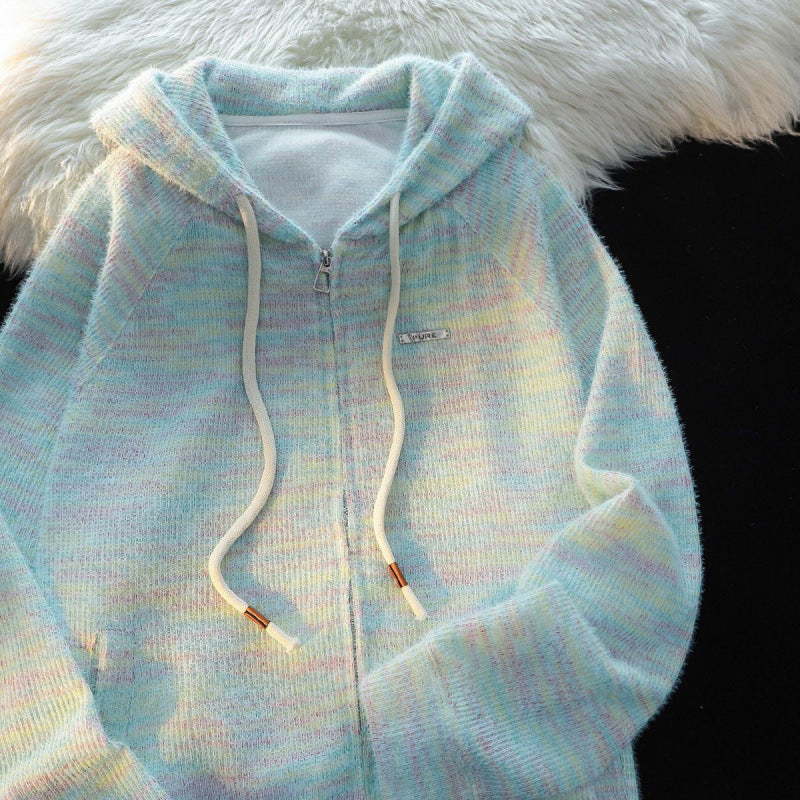 Damen Zip-Hoodie mit leicht strukturiertem Schlaufenmuster und praktischen Taschen R&B