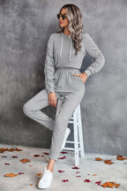Damen bequemer Hoodie-Overall mit praktischen Taschen und elastischem Taillenzug R&B