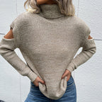 Damen Strickpullover mit schulterfreiem Design R&B