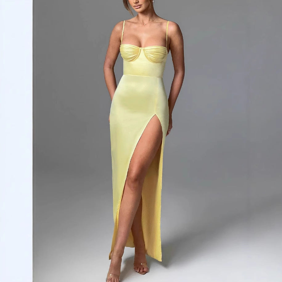Damen Elegantes Abendkleid mit schmalem Schnitt und tiefem Schlitz R&B