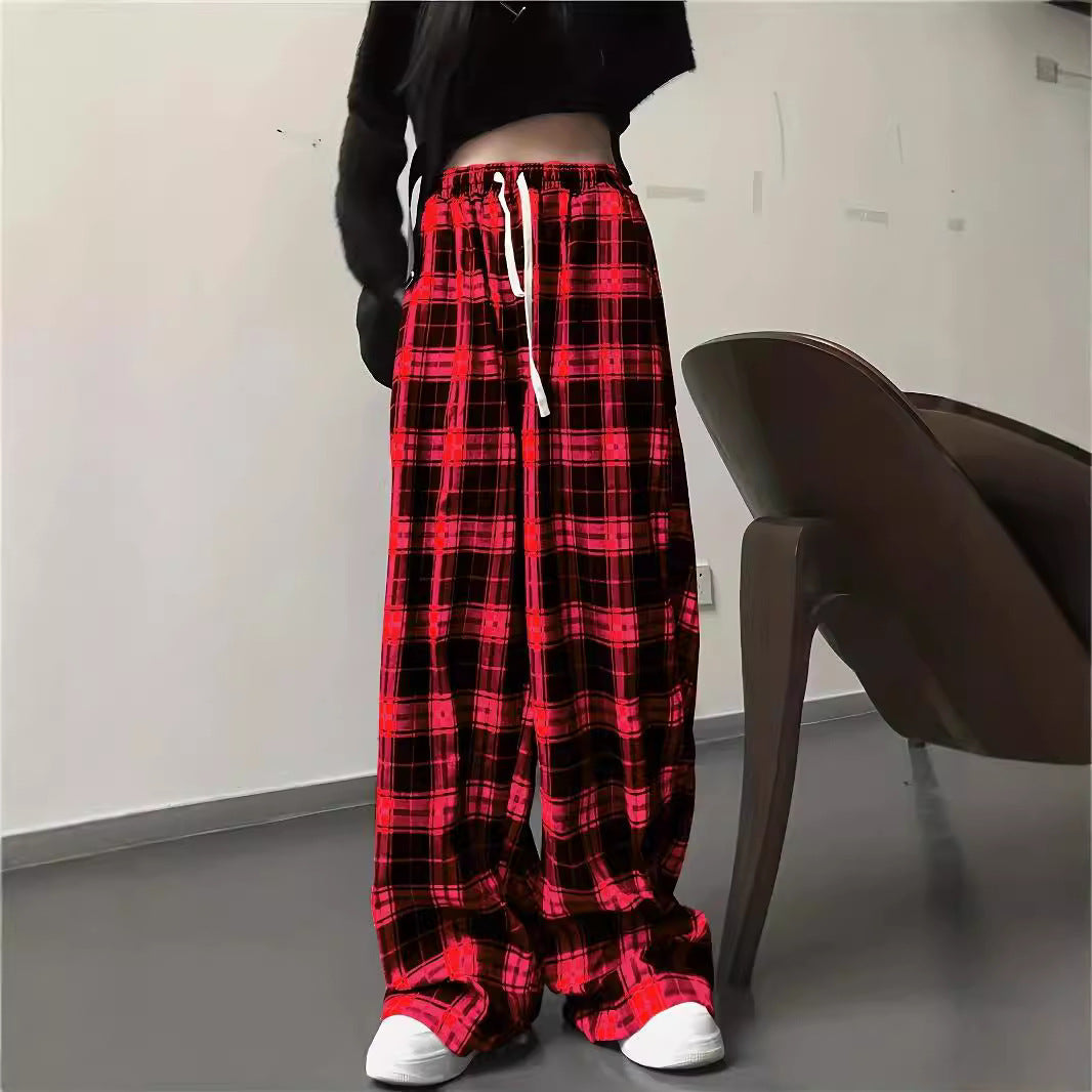 Damen Karohose mit elastischem Bund und lässigem Schnitt R&B