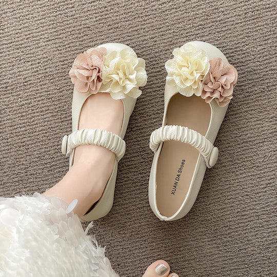 Damen Ballerinas mit floralem Dekor und elastischem Riemen R&B