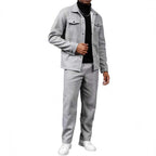 Herren nan zweiteiliges Overshirt- und Relaxhose-Set aus weichem Baumwollfrottee mit Druckknopfleiste und Tunnelzug R&B