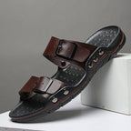 Herren Bequeme Leder-Sandalen mit verstellbaren Riemen R&B
