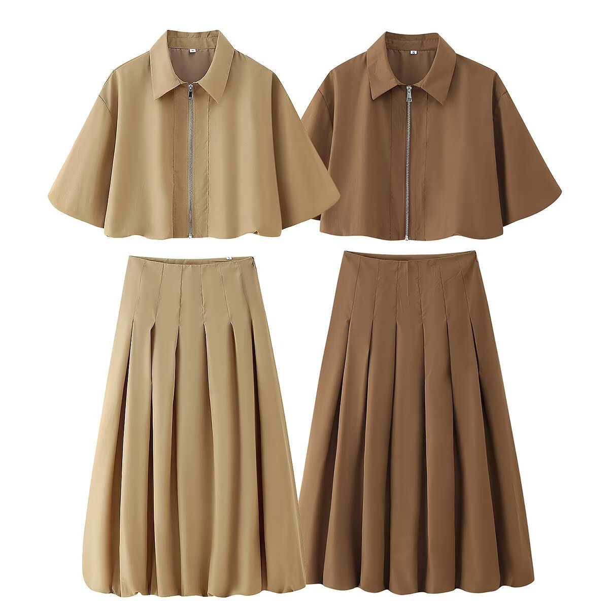 Damen nan plissierter Maxirock mit hoher Taille, kastigen Falten und fließender Silhouette R&B