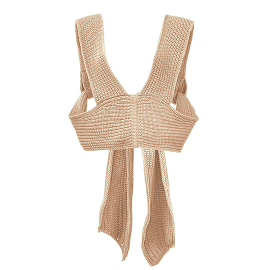 Damen gestricktes Crop-Top mit raffinierten Rückendetails R&B