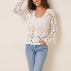 Damen filigrane Häkel-Cardigan R&B