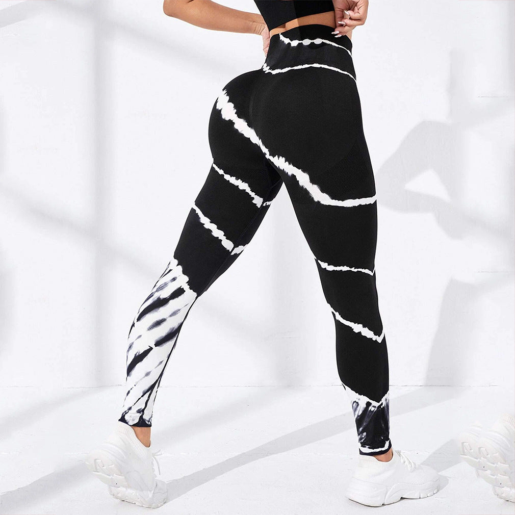 Damen Sportliche Hochbund-Leggings mit auffälligem Tie-Dye-Muster R&B