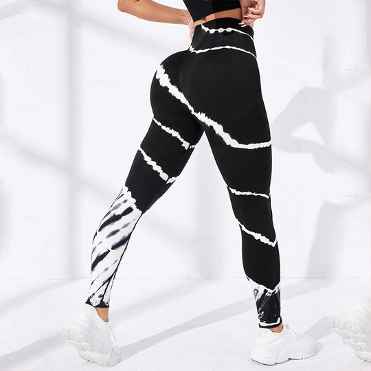 Damen Sportliche Hochbund-Leggings mit auffälligem Tie-Dye-Muster R&B