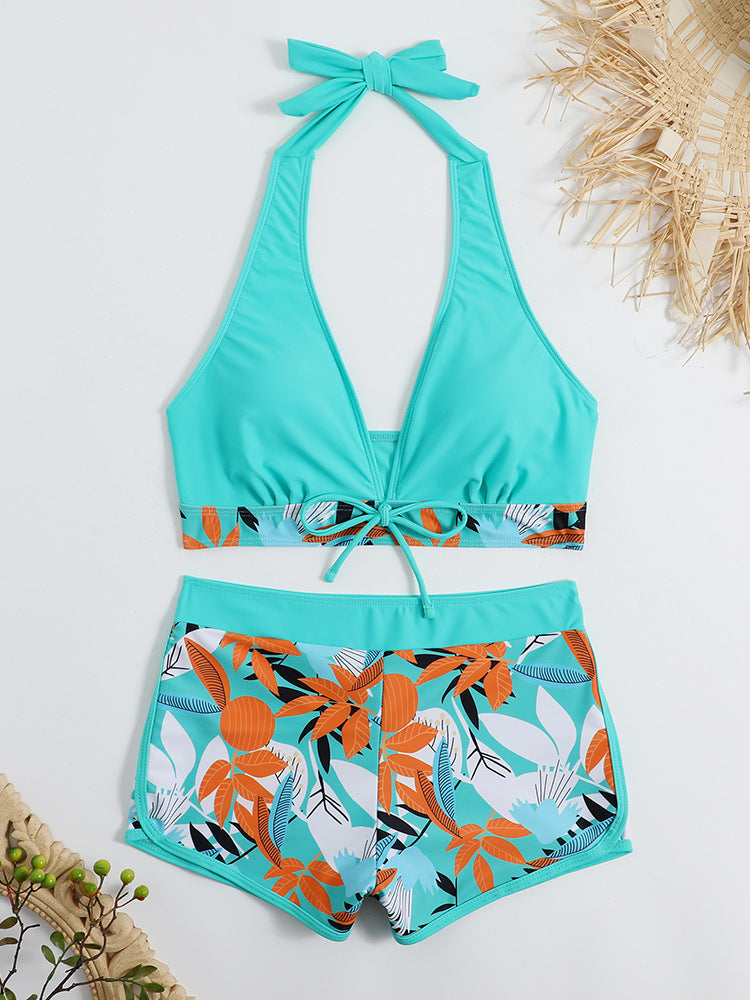 Damen Sportliches Bikini-Set mit verstellbarem Haltertop und Shorts R&B