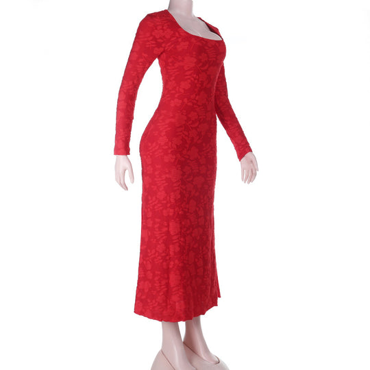 Damen elegantes Maxikleid mit modischem Blumenmuster und raffinierten Langarmdetails R&B