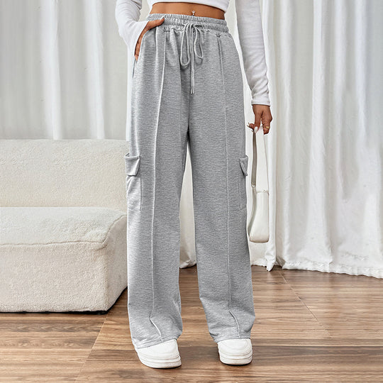 Damen Bequeme Cargo-Hose mit elastischem Bund und seitlichen Taschen R&B
