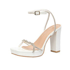 Damen Plateau-Sandalen mit funkelnden Riemen und stabilen Blockabsätzen R&B