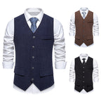 Herren elegante Anzugweste im klassischen Herringbone-Design mit praktischen Taschen R&B
