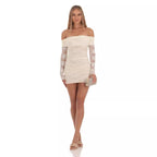 Damen Off-Shoulder Spitzenkleid im figurbetonten Schnitt R&B