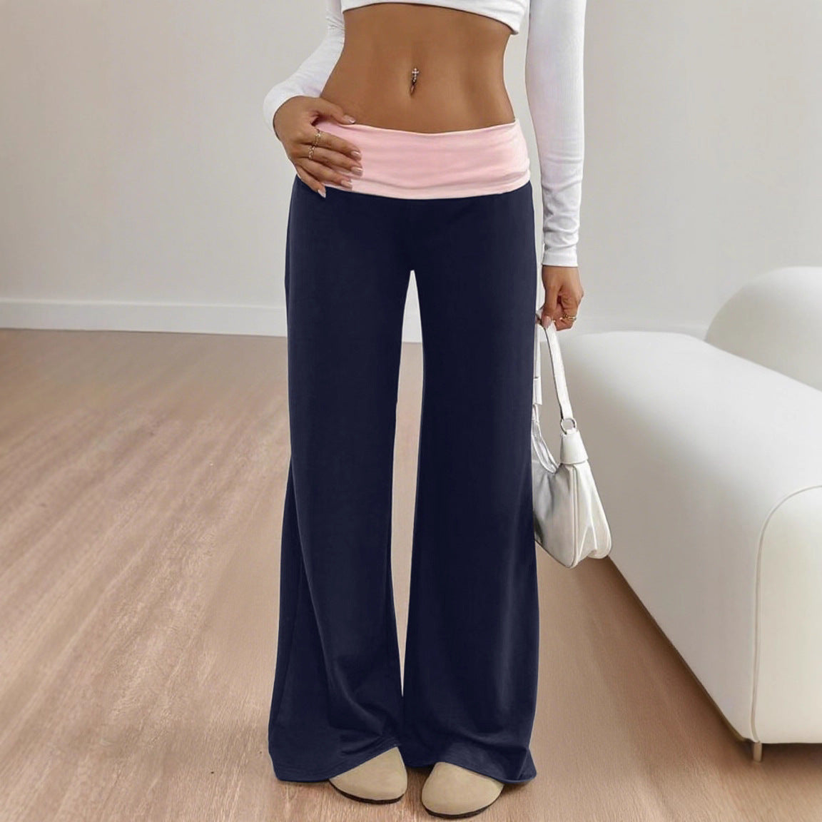 Damen Hochwertige Sporthose mit weitem Bein und Miditaille R&B