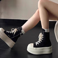 Damen High-Top Plateau Sneakers mit Reißverschluss R&B