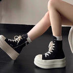 Damen High-Top Plateau Sneakers mit Reißverschluss R&B