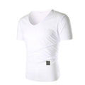 Herren V-Ausschnitt T-Shirt mit asymmetrischem Schnitt und elastischem Bund