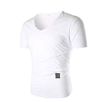 Herren V-Ausschnitt T-Shirt mit asymmetrischem Schnitt und elastischem Bund