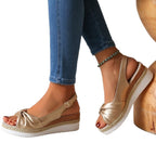 Damen Wedge-Sandaletten mit elegantem Knoten-Design R&B