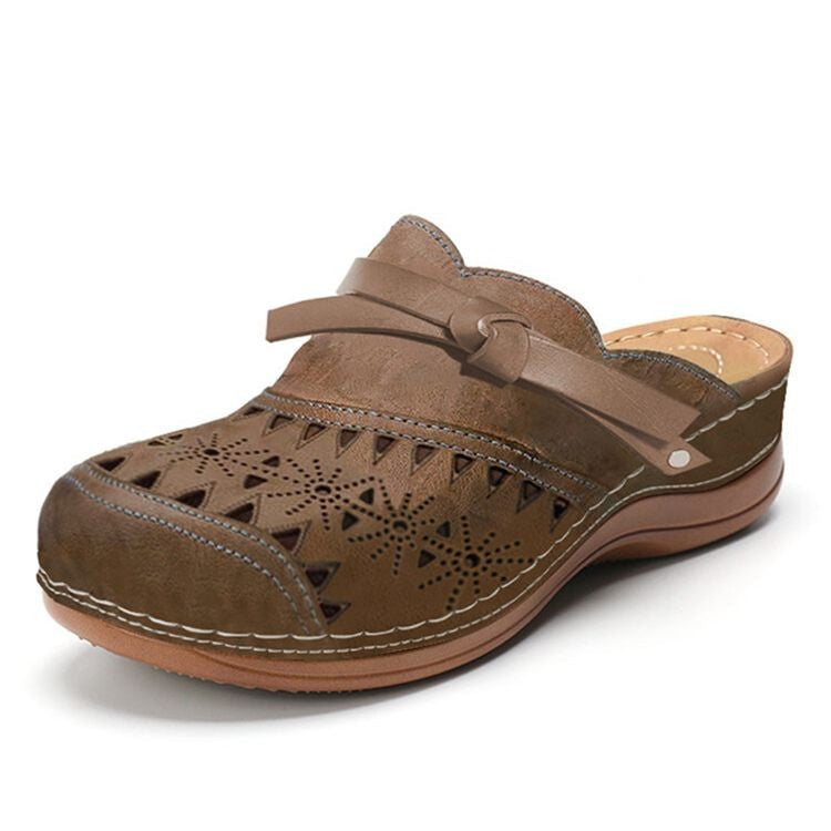 Damen Komfort Clogs mit modischem Lochmuster und dekorativem Riemen R&B