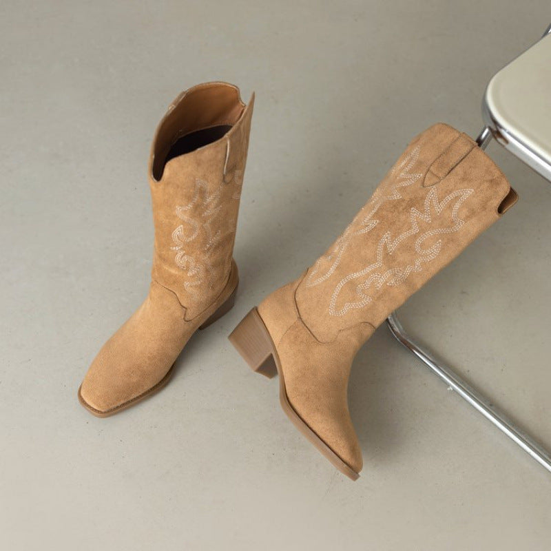 Damen Stiefel mit exquisiten Stickereien und komfortablem Absatz R&B