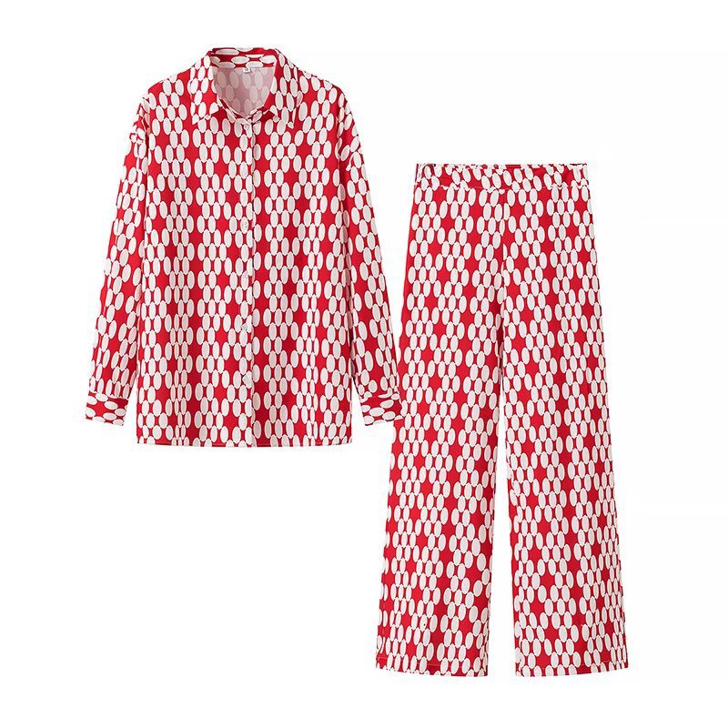 Damen Weite Palazzo-Hose mit modernem geometrischem Muster R&B