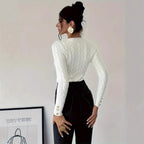 Damen Grobstrick Pullover mit dekorativen Knopfdetails