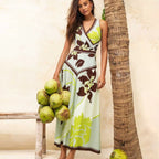 Damen Strandmode-Set mit floralem Wickeloberteil und schwingendem Rock R&B