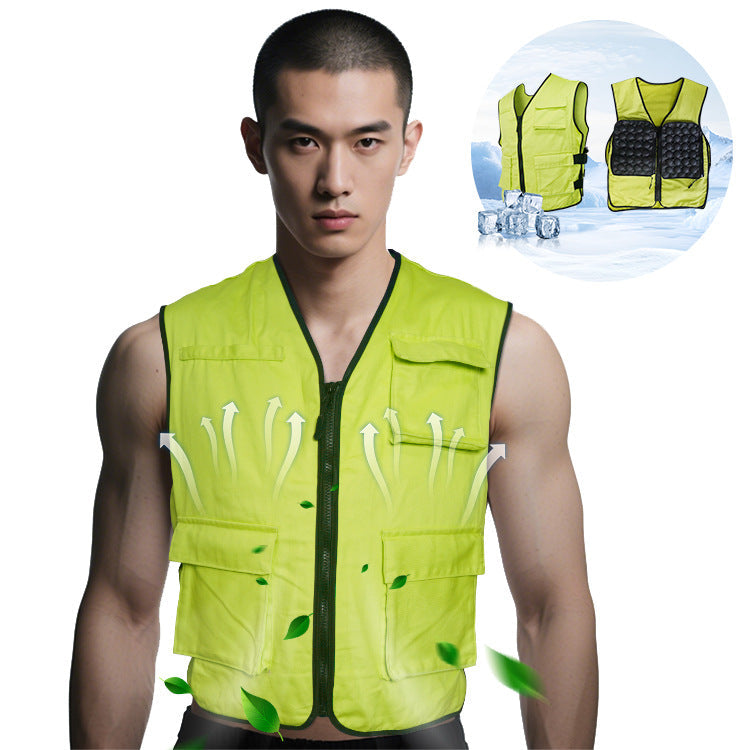 Unisex nan kühlende Gel-Kühlweste mit verstellbaren Gurten und Mehrfachtaschen R&B