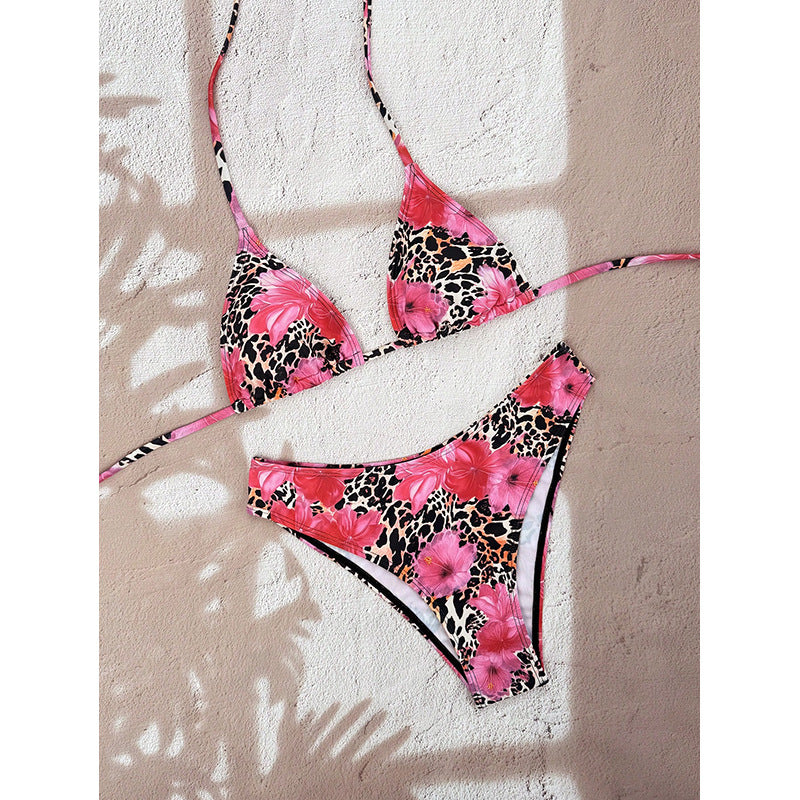 Damen Triangel-Bikini mit animalischem Muster und hohem Beinausschnitt R&B