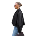 Damen modische Cropped Jacke mit voluminösen Ärmeln R&B